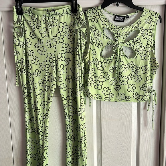 pretty damage Pants - Pretty Damage Green Flowers set Size L